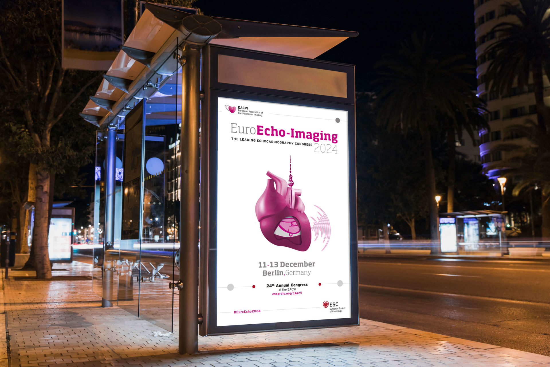 Simulation du visuel du congrès international de cardiologie EACVI à Berlin